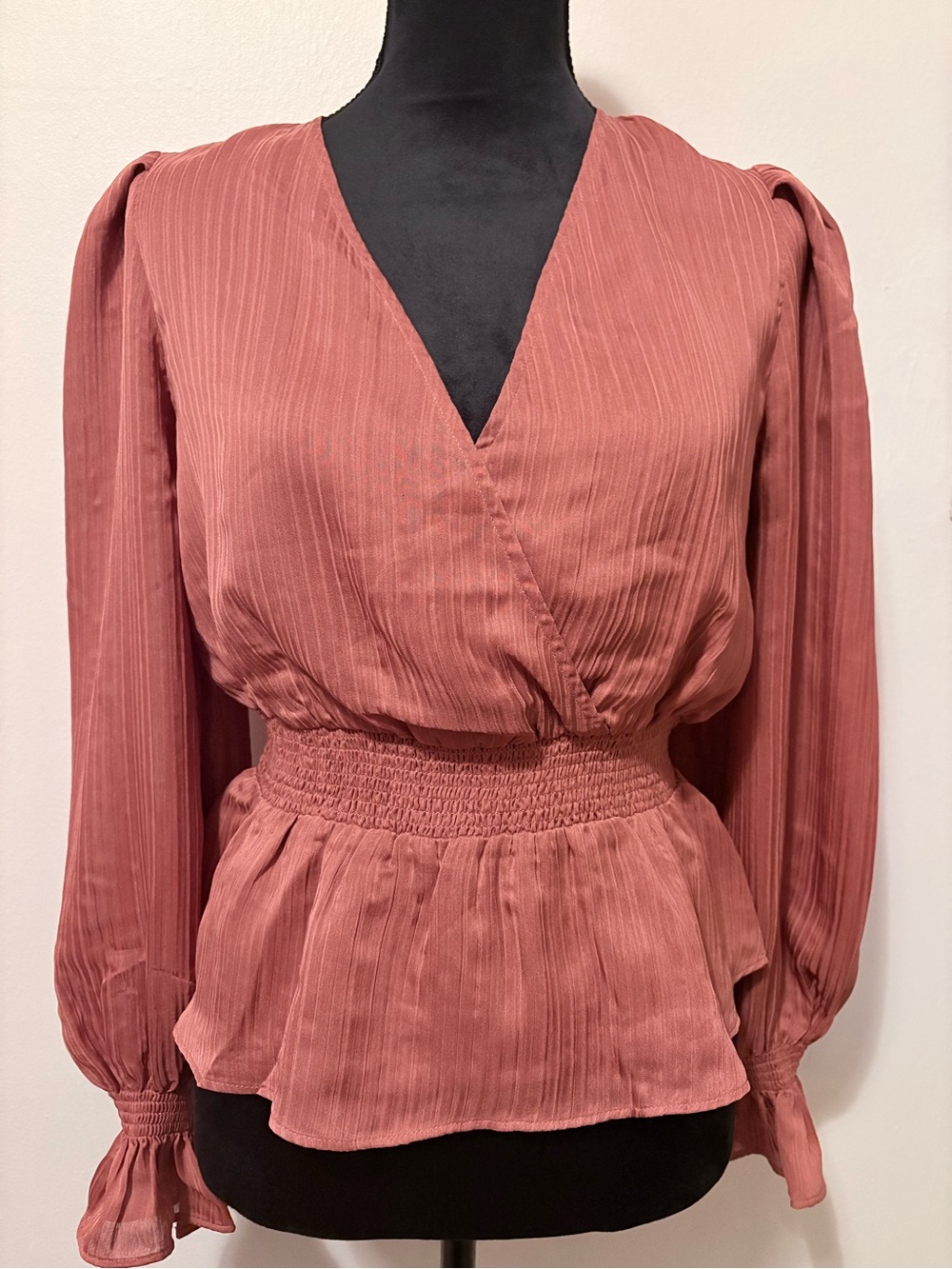 Express Women's S Rust Long-Sleeve Blouse